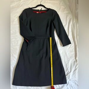 SPANX Black Sheath Dress with Bateau Neckline, Pockets, and 3/4 Zip Sleeves